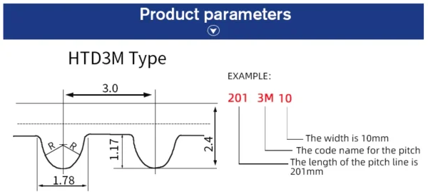 HTD3 Timing Belt Diamention